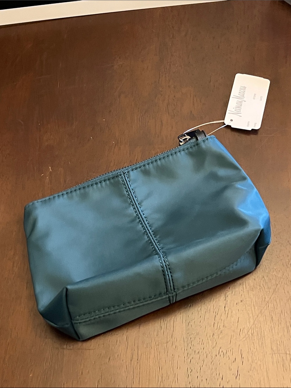 Neiman Marcus Nylon Zip Pouch in Teal -